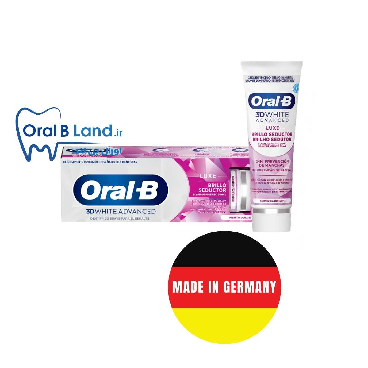 خمیر دندان اورال بی آلمانی سفیدکننده مدل Oral B 3D white advanced حجم 75 میل